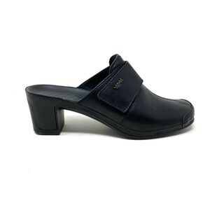 Vital Joy Black Leather Mule Clogs 0509